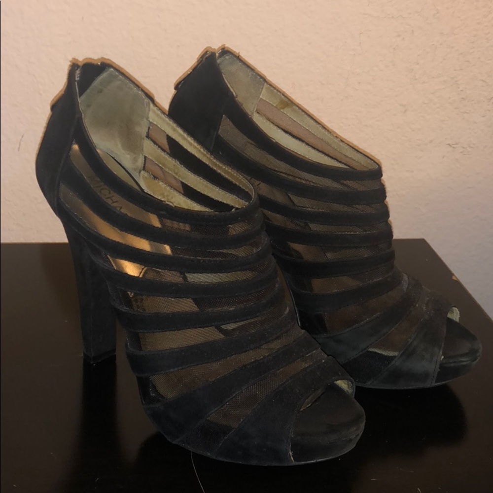 MK Black Mesh Heels